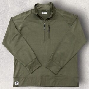MuskOx Quarter Zip Men's XL Olive Green Pullover Sweatshirt‎ Pocket Thumbholes